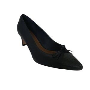 Clarks Collection Crewso Calica Navy Blue Leather Pointed Pumps Heels Womens 9
